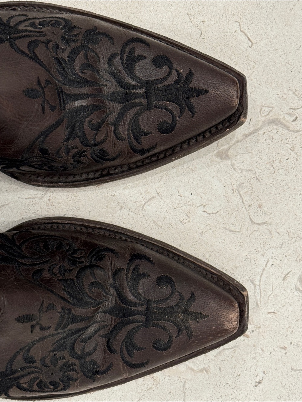Women's Dark Brown Embroidered Western Heeled Boots - Picture 5 of 10